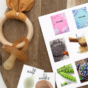 Cartes d'étape minimalistes pour la grossesse | Ensemble de 39 | Fruits et légumes de la taille d'un bébé, semaine par semaine | Imprimable | Téléchargement instantané