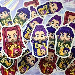KPOP Demon Hunters Huntrix stickers, Kpop demon hunters sticker, Huntrix ramen stickers, Rumi sticker, Mira sticker, Zoey sticker, Huntrix
