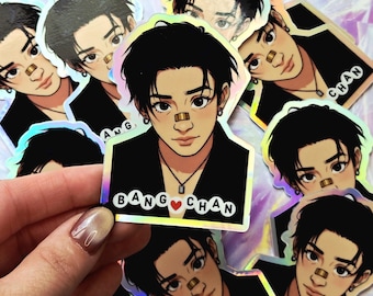 Pegatina holográfica de Bang Chan de Stray Kids, fan art de SKZ