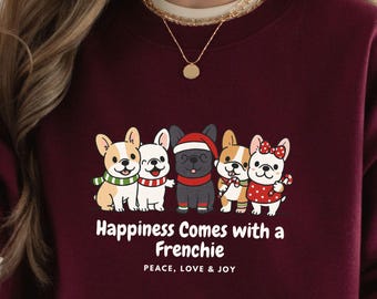 Frenchie Christmas Shirt Hoodie Sweatshirt Youth Tee – French Bulldog Lover Gift, Dog Mom Holiday Outfit, Funny Dog Shirt, Dog Owner Gift