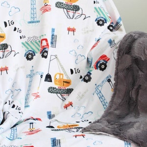 Construction Vehicle Minky Baby Blanket, Personalized Baby Blanket, Baby Gift, Toddler Bedding, Newborn Essentials, Dump Truck Minky Blanket