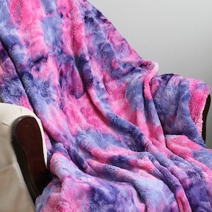 Adult Minky Blanket, Razzle Dazzle Minky Blanket, Purple Pink tie-dye Blankets, Adult Throw Blanket, Gifts for mom