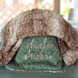 Personalized Baby Blanket, Fawn Minky Baby Blanket, Baby Shower Gift, Toddler Bedding, Newborn Baby Blanket, Woodland Baby Blanket