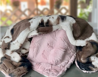 Mudpie Pony Minky Baby Blanket, Personalized Baby Girl Blanket, Baby Shower Gift, Newborn Girl Gift, Western Blanket, Stroller Blanket