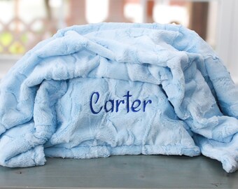 Personalized Baby Blanket, Blue Minky Blanket Newborn Boy Blanket, Baby Shower Gift, Neutral Baby Gift, Newborn Nursery, Baby Boy Blanket