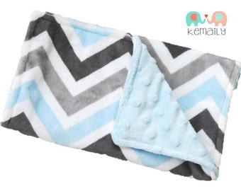 Burp Cloth Blue Gray Chevron Minky Burp Cloth, Burp Rag, Baby Shower Gift, Newborn Boy Gift, Feeding, Nursing, New Mom Essentials