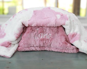 Personalized Pink Cow Baby Blanket | Western Minky Name Blanket, Custom Baby Girl Gift, Soft Rodeo Nursery Decor, Cozy Keepsake Blanket