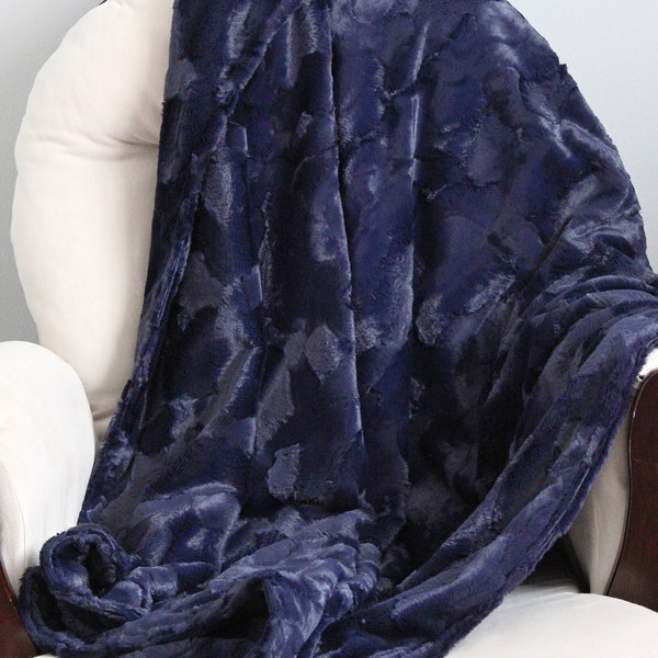 Dark Blue Blanket Etsy