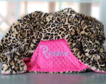 Personalized Baby Blanket Leopard, Minky Leopard Baby Blanket, Baby Gift  Shower Gift, Toddler Bedding, Monogrammed Baby Blanket