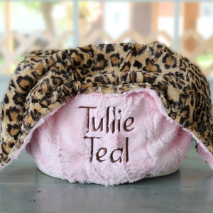 Personalized Baby Blanket Leopard, Minky Leopard Baby Blanket, Baby Gift Shower Gift, Toddler Bedding, Monogrammed Baby Blanket image 2