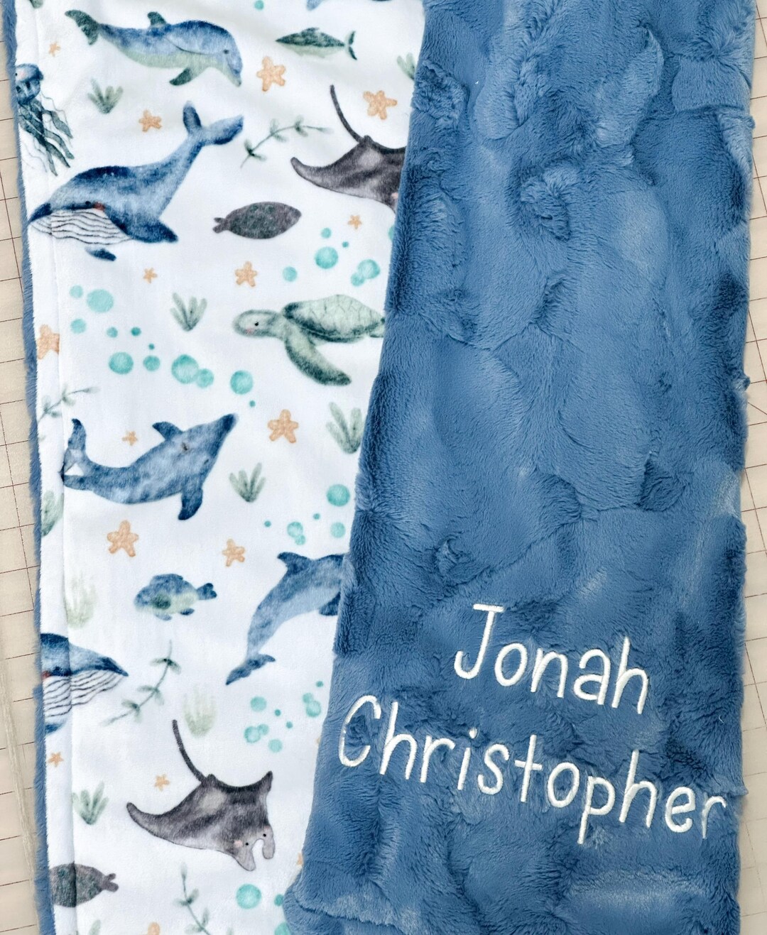 Personalized Ocean Baby Blanket, Under the Sea Minky Baby Name Blanket ...
