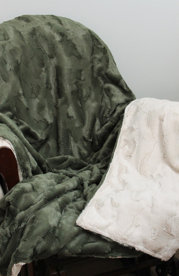 Handmade Adult Minky Blanket Chive Minky Blanket Adult Luxury Throw Blanket Gifts for Mom Green Blanket You Choose Minky Back Etsy