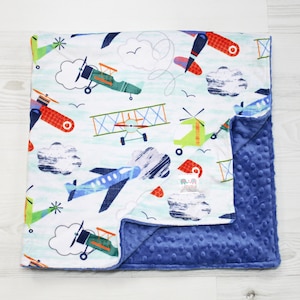 Personalized Minky Baby Blanket, Airplane Baby Blanket, You Choose Minky Back, Helicopter Blanket, Baby Boy Blanket, Newborn Blanket