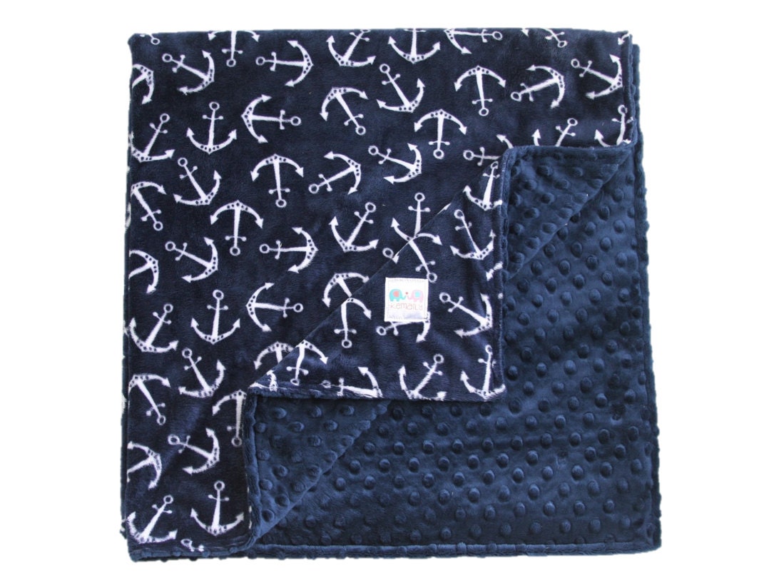 Anchor Minky Blanket Nautical Blanket Personalized Baby Etsy