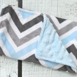 Burp Cloth Blue Gray Chevron Minky Burp Cloth, Burp Rag, Baby Shower Gift, Newborn Boy Gift, Feeding, Nursing, New Mom Essentials