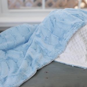 Baby Blue Personalized Baby Blanket, Blue Minky Baby Blanket, Baby Shower Gift, Newborn Baby Blanket, Boy Blue Blanket, Girl Blue Blanket