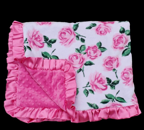 Minky Baby Blanket Vintage Rose Ruffle Minky Baby Blanket | Etsy
