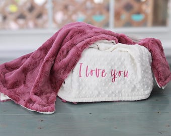 Baby Shower Gift They'll Treasure | Wildrose Minky Baby Blanket | Optional Name Embroidery | Newborn Keepsake | Nursery Decor