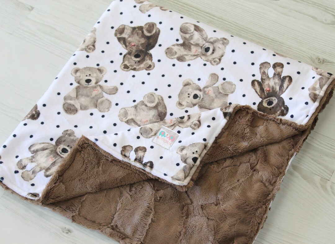 Personalized Baby Blanket, Teddy Bear Minky Baby Blanket, Baby Gift