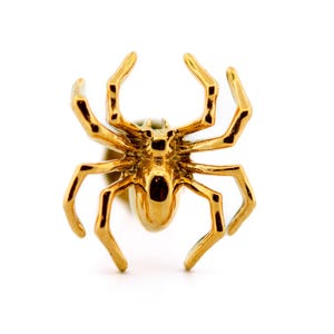 Araña gótica dorada / Pendiente de botón plano / Piercing de cartílago plano para hélix, tragus y concha / Implante de titanio G23