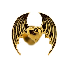 Ängel Demon Bevingat Hjärta Flatback Örhänge | Guld Titan | Örhänge med Andra Loben, Tredje Loben, Conch & Helix