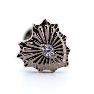 Crystal Heart CZ | Flatback Stud Earring | Helix Tragus Conch Flat Cartilage Piercing | G23 Implant Titanium