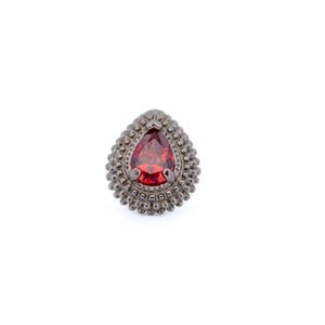 16g G23 Titanium Beaded Garnet Teardrop Stud | Helix, Conch & Medusa Pear Red Gemstone Internally Threaded Earring