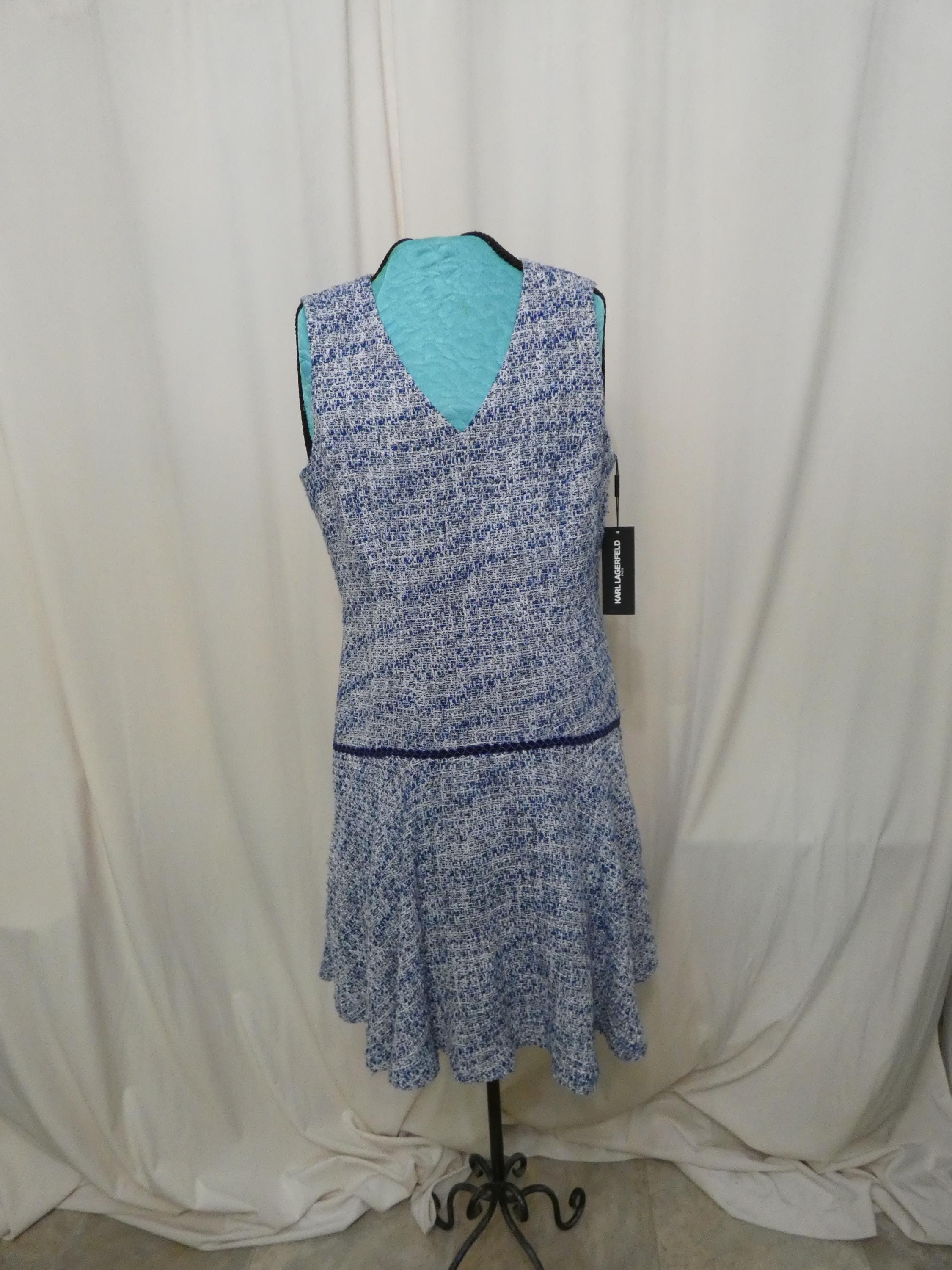 Vintage Karl Lagerfeld Pairs Sleeveless Dress: Blue, White Tread Size 10 - Etsy Vintage Karl Lagerfeld Pairs Sleeveless Dress: Blue, White Tread Size 10 - Etsy