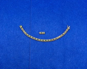 Vintage Helzberg Diamonds, 10k Yellow Gold Bracelet With Emeralds and Diamond, Extra Link