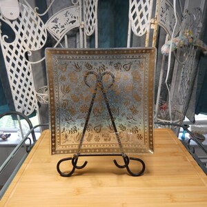 Vintage Georges Briard Glass Tray: Mid Century Modern Gold Fruit