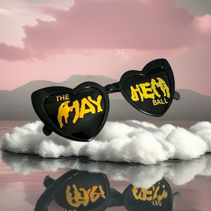 Holographic Orange Heart Sunglasses: Lady Gaga Inspired Rave Eyewear