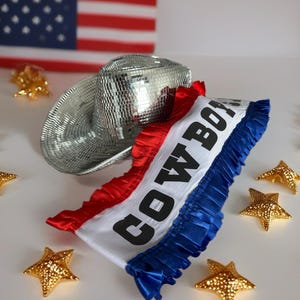 Faja vaquera Carter / Faja con bandera estadounidense inspirada en Beyoncé / Traje de concierto del oeste / Accesorio patriótico de vaquera / Ropa para festivales de rodeo