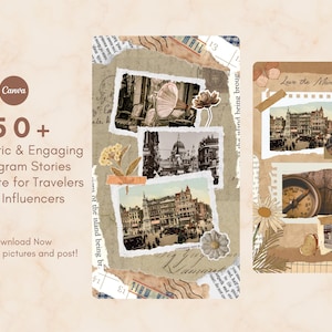50+ Travel Instagram Story Templates: Editable Canva Designs (Digital Download)