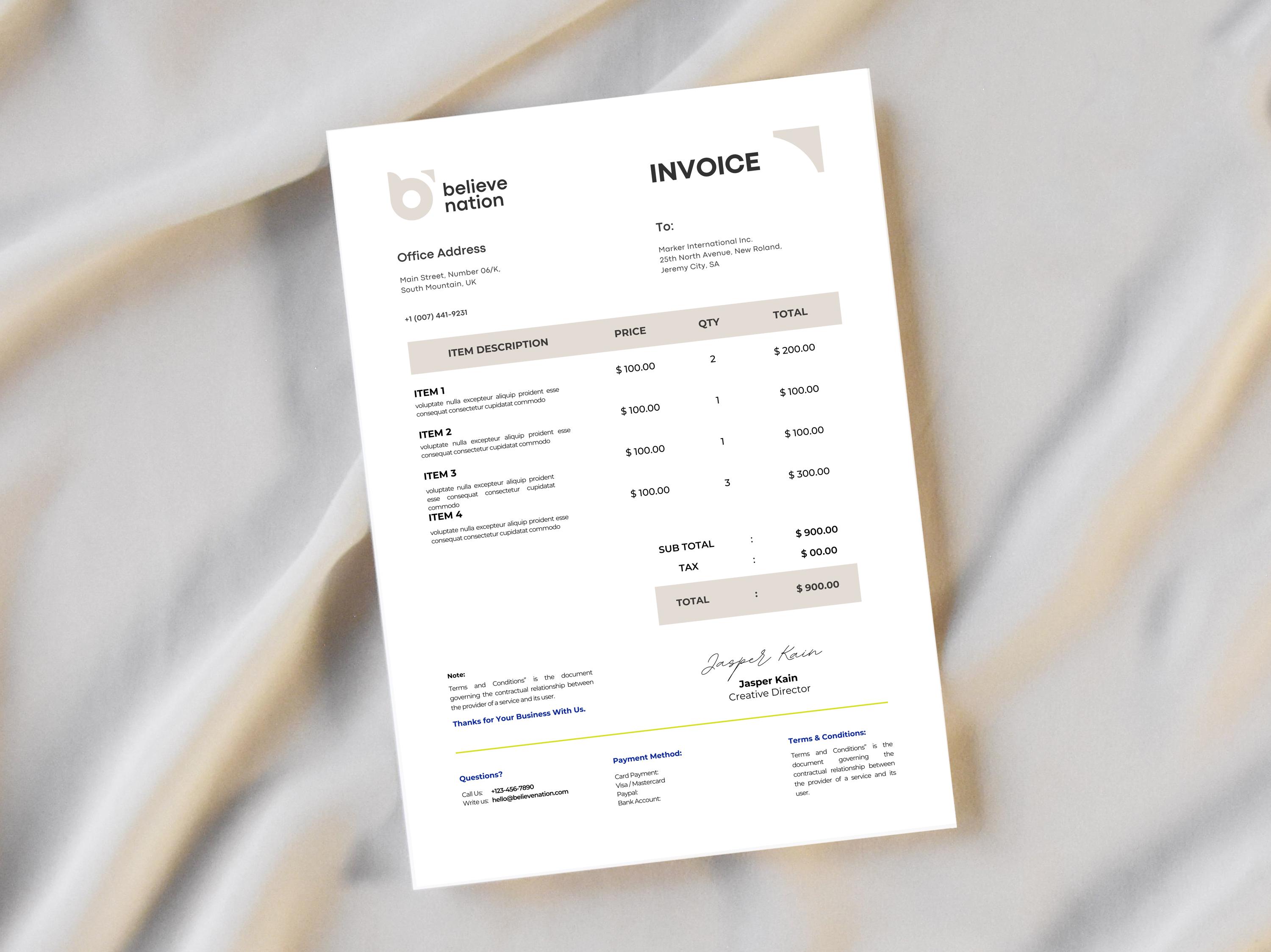 Editable Minimalist Invoice Template: Online Business (canva) - Etsy