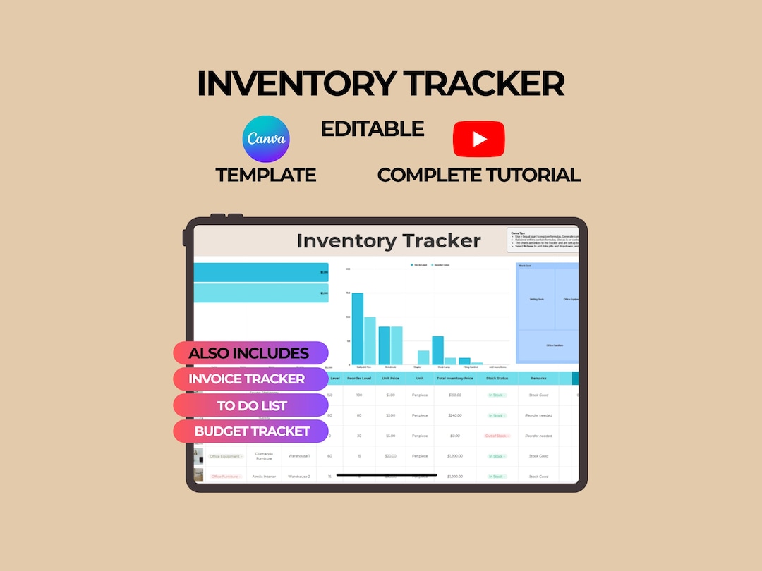 Canva Inventory Tracker Template, Editable Budget Planner (digital ...