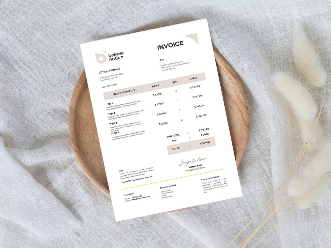 Editable Minimalist Invoice Template: Online Business (canva) - Etsy