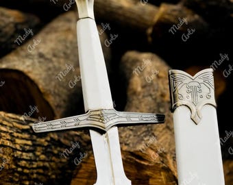 Hand Forged Witcher Silver Sword: Geralt of Rivia Replica with Leather Scabbard
