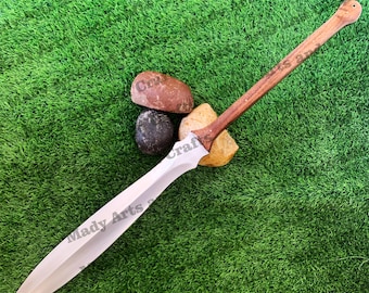 Personalisierter 30 &quot;Handgefertigter D2 Stahl Speer mit Lederscheide Full Tang Blattfeder Schwert Wikinger Speer Bestes Geschenk für ihn, Geburtstagsgeschenk