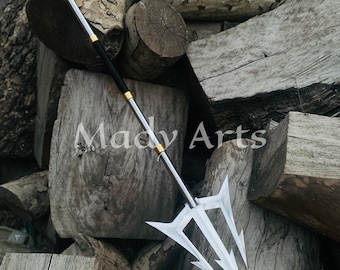 Hand-Forged High Carbon Steel Trident | Poseidon Cosplay Prop Engraved Gift