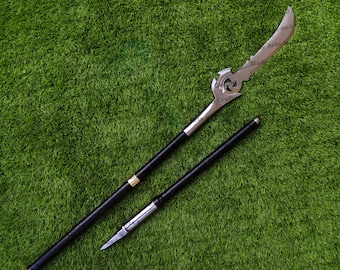 Handgefertigter 70-Zoll-Naginata-Kohlenstoffstahl-Speer, massiver Griff und Klinge, Geschenk für Trauzeuge, Jubiläumsgeschenk
