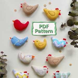Patrón de costura de pájaro - Pollito de tela DIY - Tutorial de pájaro de Pascua (Descargar PDF)