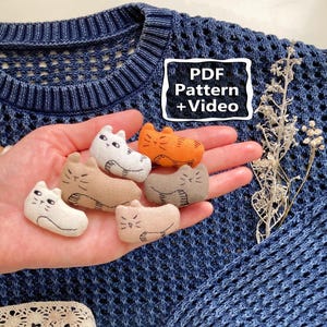 Fabric Cat Sewing Pattern PDF | Easy Hand Tutorial | Mini Kitty Toy, Keychain or Brooch