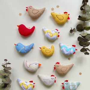 Patrón de costura en PDF de pollito mini, tutorial de tela para pájaros, adorno, juguete de peluche, decoración del hogar