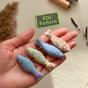 Sardine Schnittmuster PDF, Stoff Plüsch Fisch Brosche, Schlüsselanhänger, Mini Plüschtier Anleitung