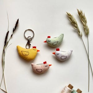 Fabric Chicken Sewing Pattern PDF, Hen Plush Tutorial, Mini Toy, Brooch, Keychain, 3 Sizes