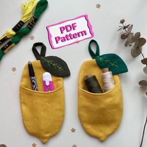 Fabric Lemon Wall Pocket Sewing Pattern PDF - Fillable Fruit - Home, Kitchen Decor - Beginner Tutorial