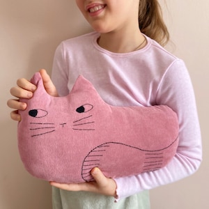 Cartamodello PDF per cuscino a forma di gatto in peluche, tutorial per cuscino a forma di gattino, giocattolo di peluche, fai da te per principianti