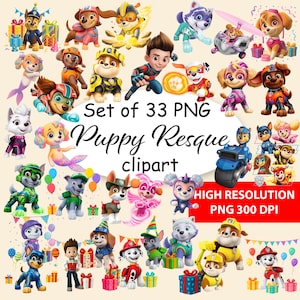 Cartoon Puppy Rescue Clipart: 33 Dog Hero PNG Files (Digital Download)