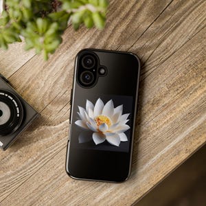 White Lotus Phone Case - Elegant Floral Tough Case for Nature Lovers, Gift for Birthdays, Mother&#39;s Day, Personalized Phone Accessory