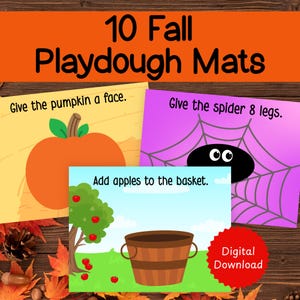 Fall Playdough Mats, Autumn Playdough Mats, playdough mats, printables, pumpkins, instant download, homeschool, toddler play, pretend play